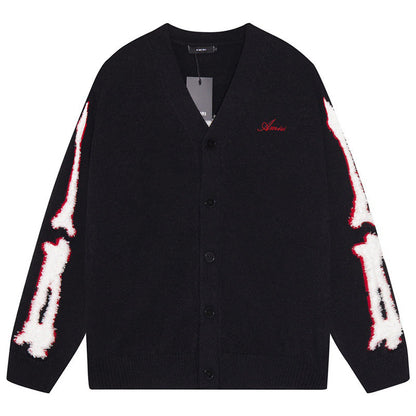 AMRI Cotton V-Neck Bones Cardigan