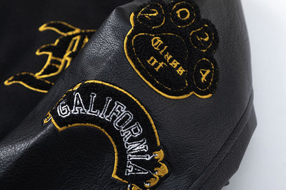 AMRI Appliquéd Wool-Blend and Full-Grain Leather Varsity Jacket
