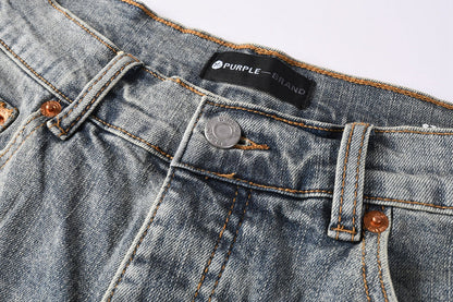 Purple Brand Crystal Diamond Denim Shorts #5093