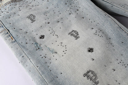 Purple Brand Crystal Diamond Jeans #9127