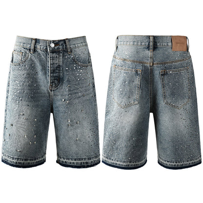 Purple Brand Crystal Diamond Denim Shorts #5102